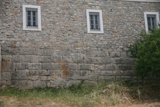 Library: Rear of the building, built upon Hellenistic walls 